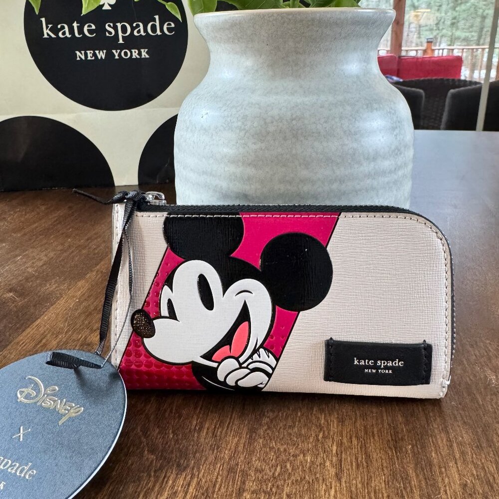 NWT Disney x Kate Spade Mickey Mouse Small Slim Bifold Wallet Minnie RARE!!